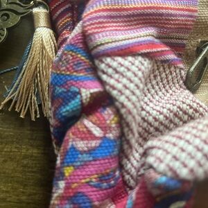 Sakroots canvas flap zipper cross body purse